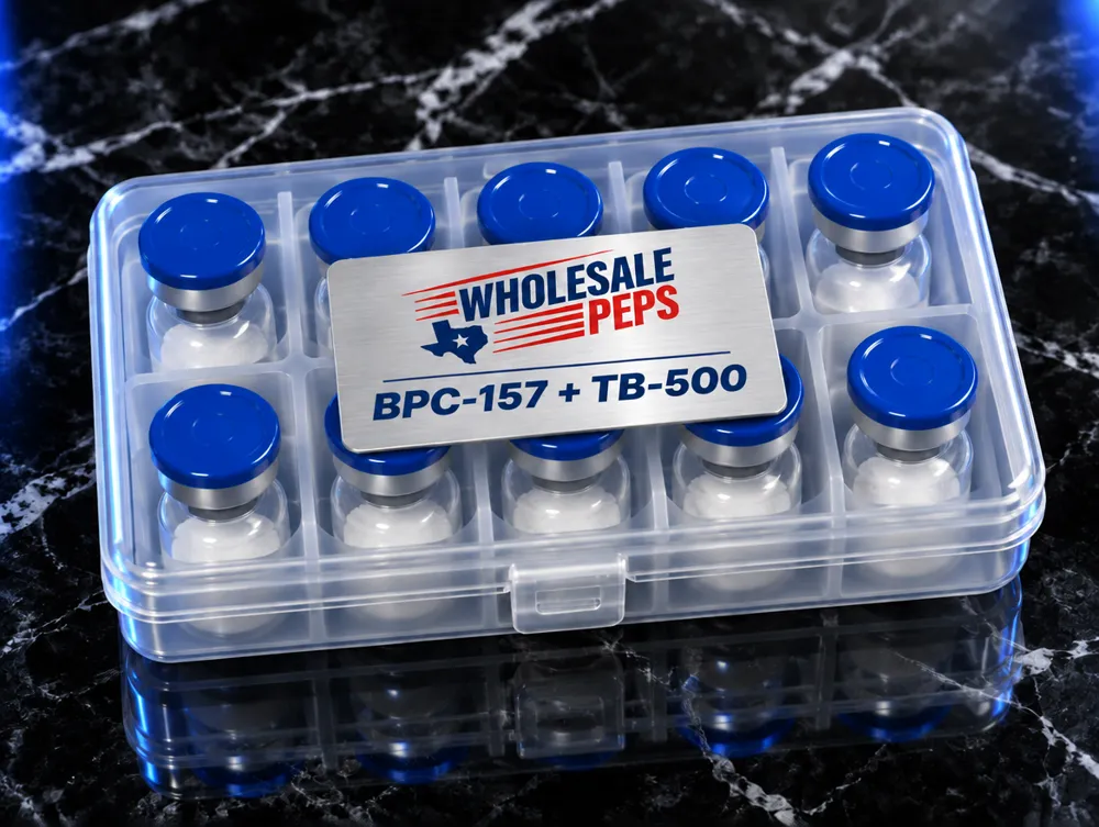 Wholesale Peps BPC-157 + TB-500 kit — clear case of 10 vials