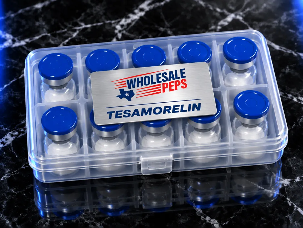 Wholesale Peps Tesamorelin kit — clear case of 10 vials